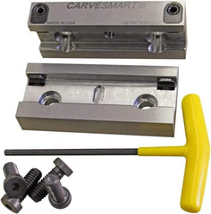 CarveSmart - 3/4" Jaw Width, 1.685" Jaw Height, 3/4" Jaw Thickness, Quick Change Jaw System Vise Jaw Sets - Steel, Bolt-On, 2 Jaws, Semi-Hard Jaws - Americas Industrial Supply