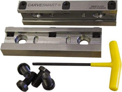 CarveSmart - 3/4" Jaw Width, 1.685" Jaw Height, 3/4" Jaw Thickness, Quick Change Jaw System Vise Jaw Sets - Steel, Bolt-On, 2 Jaws, Semi-Hard Jaws - Americas Industrial Supply