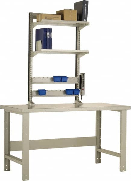 Rousseau Metal - No Drawers, 2 Shelf Workstation - 1,100 Lb Capacity, Steel Top, Everest Blue, 60" Wide x 80" High x 30" Long - Americas Industrial Supply