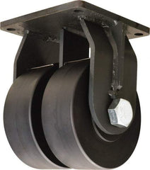 Hamilton - 10" Diam x 3" Wide x 13" OAH Top Plate Mount Dual Rigid Caster - Nylon, 15,200 Lb Capacity, Sealed Precision Ball Bearing, 8-1/2 x 8-1/2" Plate - Americas Industrial Supply
