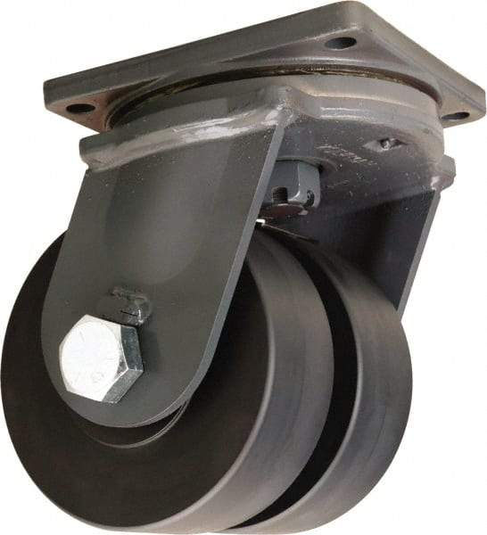 Hamilton - 10" Diam x 3" Wide x 13" OAH Top Plate Mount Dual Swivel Caster - Nylon, 15,200 Lb Capacity, Sealed Precision Ball Bearing, 8-1/2 x 8-1/2" Plate - Americas Industrial Supply