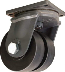 Hamilton - 10" Diam x 3" Wide x 13" OAH Top Plate Mount Dual Swivel Caster - Nylon, 15,200 Lb Capacity, Sealed Precision Ball Bearing, 8-1/2 x 8-1/2" Plate - Americas Industrial Supply