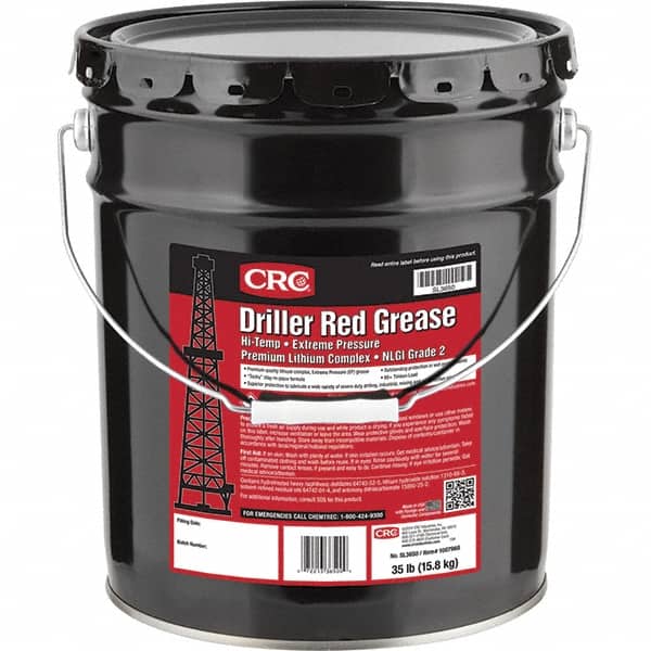 CRC - 35 Lb Pail Lithium Extreme Pressure Grease - Red, Extreme Pressure & High Temperature, 400°F Max Temp, NLGIG 2, - Americas Industrial Supply
