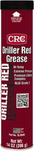 CRC - 14 oz Cartridge Lithium Extreme Pressure Grease - Red, Extreme Pressure & High Temperature, 400°F Max Temp, NLGIG 2, - Americas Industrial Supply