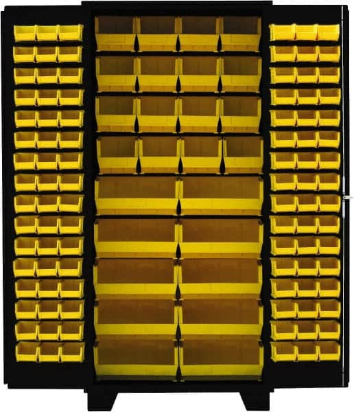 Jamco - 122 Bin Storage Cabinet - Steel, 36" Wide x 24" Deep x 78" High, Black - Americas Industrial Supply