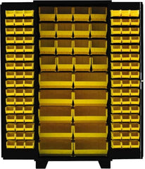 Jamco - 122 Bin Storage Cabinet - Steel, 36" Wide x 24" Deep x 78" High, Black - Americas Industrial Supply