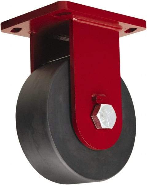Hamilton - 10" Diam x 3" Wide x 12-1/2" OAH Top Plate Mount Rigid Caster - Nylon, 8,200 Lb Capacity, Sealed Precision Ball Bearing, 6-1/2 x 7-1/2" Plate - Americas Industrial Supply