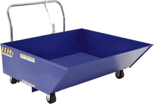 Vestil - 292 Lb Load Capacity, 1/2 Cu Yd, Steel Low Profile - 48-7/16" Wide x 54-1/16" Long x 34" High, Blue - Americas Industrial Supply