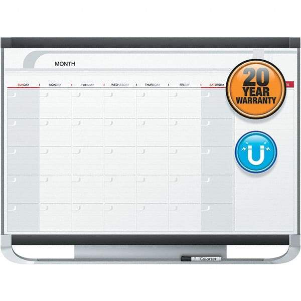 Quartet - 24" High x 36" Wide Magnetic Dry Erase Calendar - Fiberboard/Plastic Frame, Includes Dry-Erase Marker & Mounting Kit - Americas Industrial Supply