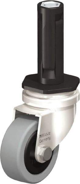 Blickle - 2" Diam x 45/64" Wide x 2-13/16" OAH Stem Mount Swivel Caster - Solid Rubber, 88 Lb Capacity, Plain Bore Bearing, Round Stem - Americas Industrial Supply
