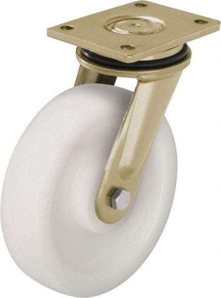 Blickle - 6" Diam x 1-31/32" Wide x 7-7/8" OAH Top Plate Mount Swivel Caster - Impact-Resistant Nylon, 1,760 Lb Capacity, Plain Bore Bearing, 5-1/2 x 4-3/8" Plate - Americas Industrial Supply