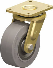 Blickle - 8" Diam x 3-9/64" Wide x 10-1/32" OAH Top Plate Mount Swivel Caster - Solid Rubber, 1,870 Lb Capacity, Ball Bearing, 6-7/8 x 5-1/2" Plate - Americas Industrial Supply
