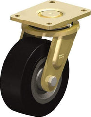 Blickle - 8" Diam x 3-9/64" Wide x 10-1/32" OAH Top Plate Mount Swivel Caster - Solid Rubber, 1,870 Lb Capacity, Ball Bearing, 6-7/8 x 5-1/2" Plate - Americas Industrial Supply
