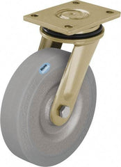 Blickle - 8" Diam x 1-31/32" Wide x 9-41/64" OAH Top Plate Mount Swivel Caster - Solid Rubber, 1,320 Lb Capacity, Ball Bearing, 5-1/2 x 4-3/8" Plate - Americas Industrial Supply