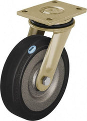 Blickle - 8" Diam x 1-31/32" Wide x 9-41/64" OAH Top Plate Mount Swivel Caster - Solid Rubber, 1,320 Lb Capacity, Ball Bearing, 5-1/2 x 4-3/8" Plate - Americas Industrial Supply
