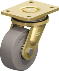 Blickle - 5" Diam x 1-31/32" Wide x 6-11/16" OAH Top Plate Mount Swivel Caster - Solid Rubber, 704 Lb Capacity, Ball Bearing, 5-1/2 x 4-3/8" Plate - Americas Industrial Supply
