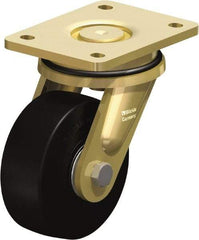 Blickle - 5" Diam x 1-31/32" Wide x 6-11/16" OAH Top Plate Mount Swivel Caster - Solid Rubber, 704 Lb Capacity, Ball Bearing, 5-1/2 x 4-3/8" Plate - Americas Industrial Supply