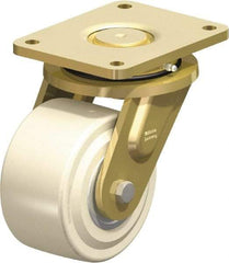 Blickle - 6" Diam x 3-9/64" Wide x 8-5/64" OAH Top Plate Mount Swivel Caster - Impact-Resistant Cast Nylon, 6,600 Lb Capacity, Ball Bearing, 6-7/8 x 5-1/2" Plate - Americas Industrial Supply