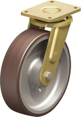 Blickle - 12" Diam x 3-9/64" Wide x 13-31/32" OAH Top Plate Mount Swivel Caster - Polyurethane-Elastomer Blickle Besthane, 5,280 Lb Capacity, Ball Bearing, 6-7/8 x 5-1/2" Plate - Americas Industrial Supply
