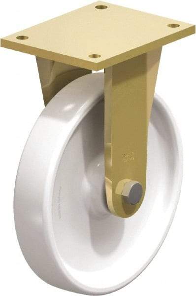Blickle - 10" Diam x 1-31/32" Wide x 12" OAH Top Plate Mount Rigid Caster - Impact-Resistant Nylon, 3,300 Lb Capacity, Plain Bore Bearing, 6-7/8 x 5-1/2" Plate - Americas Industrial Supply