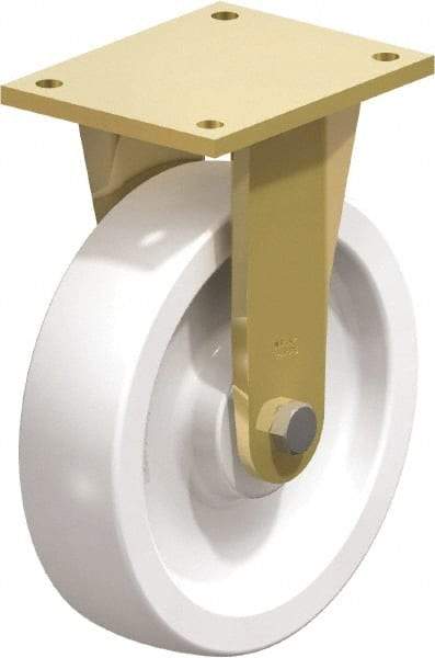 Blickle - 10" Diam x 2-9/16" Wide x 12" OAH Top Plate Mount Rigid Caster - Impact-Resistant Nylon, 4,400 Lb Capacity, Plain Bore Bearing, 6-7/8 x 5-1/2" Plate - Americas Industrial Supply