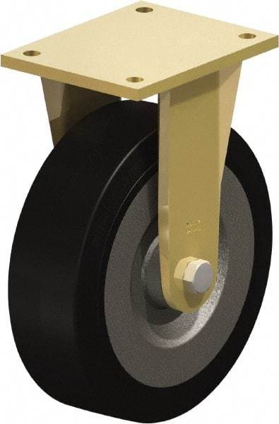 Blickle - 10" Diam x 3-9/64" Wide x 12" OAH Top Plate Mount Rigid Caster - Solid Rubber, 2,200 Lb Capacity, Ball Bearing, 6-7/8 x 5-1/2" Plate - Americas Industrial Supply