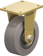 Blickle - 8" Diam x 3-9/64" Wide x 10-1/32" OAH Top Plate Mount Rigid Caster - Solid Rubber, 1,870 Lb Capacity, Ball Bearing, 6-7/8 x 5-1/2" Plate - Americas Industrial Supply