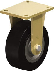 Blickle - 8" Diam x 3-9/64" Wide x 10-1/32" OAH Top Plate Mount Rigid Caster - Solid Rubber, 1,870 Lb Capacity, Ball Bearing, 6-7/8 x 5-1/2" Plate - Americas Industrial Supply