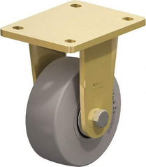 Blickle - 5" Diam x 1-31/32" Wide x 6-11/16" OAH Top Plate Mount Rigid Caster - Solid Rubber, 704 Lb Capacity, Ball Bearing, 5-1/2 x 4-3/8" Plate - Americas Industrial Supply