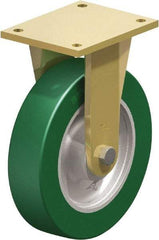 Blickle - 10" Diam x 2-23/64" Wide x 12" OAH Top Plate Mount Rigid Caster - Polyurethane-Elastomer Blickle Softhane, 2,640 Lb Capacity, Ball Bearing, 6-7/8 x 5-1/2" Plate - Americas Industrial Supply