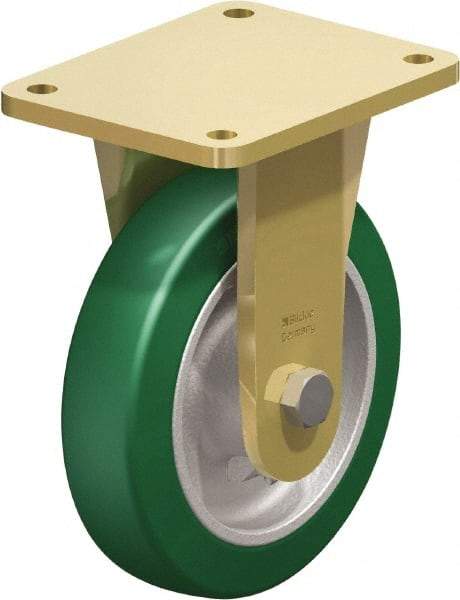 Blickle - 8" Diam x 1-31/32" Wide x 9-41/64" OAH Top Plate Mount Rigid Caster - Polyurethane-Elastomer Blickle Softhane, 1,760 Lb Capacity, Ball Bearing, 5-1/2 x 4-3/8" Plate - Americas Industrial Supply