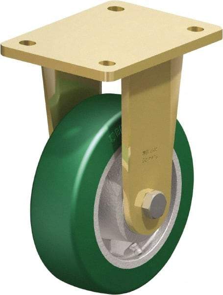 Blickle - 6" Diam x 1-31/32" Wide x 7-7/8" OAH Top Plate Mount Rigid Caster - Polyurethane-Elastomer Blickle Softhane, 1,210 Lb Capacity, Ball Bearing, 5-1/2 x 4-3/8" Plate - Americas Industrial Supply