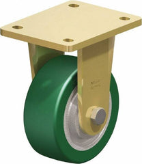 Blickle - 5" Diam x 1-31/32" Wide x 6-11/16" OAH Top Plate Mount Rigid Caster - Polyurethane-Elastomer Blickle Softhane, 990 Lb Capacity, Ball Bearing, 5-1/2 x 4-3/8" Plate - Americas Industrial Supply