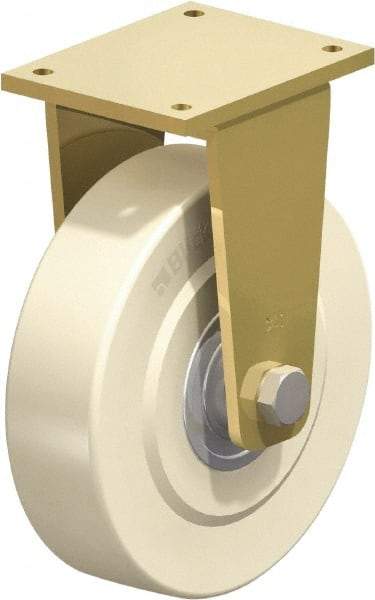 Blickle - 12" Diam x 3-9/64" Wide x 14-61/64" OAH Top Plate Mount Rigid Caster - Impact-Resistant Cast Nylon, 13,200 Lb Capacity, Ball Bearing, 10 x 7-7/8" Plate - Americas Industrial Supply