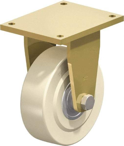 Blickle - 10" Diam x 3-9/64" Wide x 13" OAH Top Plate Mount Rigid Caster - Impact-Resistant Cast Nylon, 13,200 Lb Capacity, Ball Bearing, 10 x 7-7/8" Plate - Americas Industrial Supply