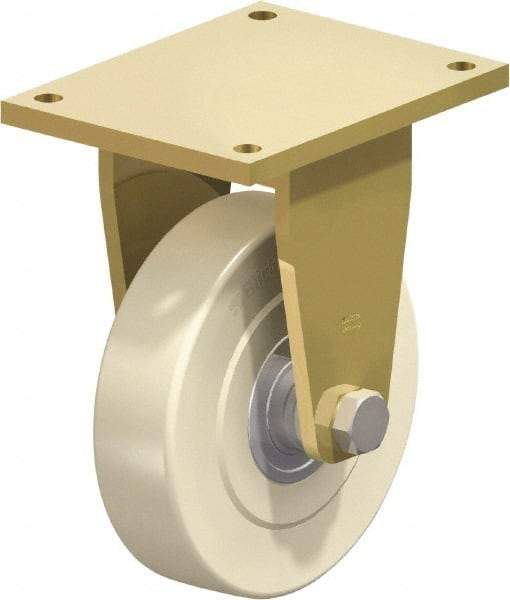 Blickle - 10" Diam x 2-9/16" Wide x 13" OAH Top Plate Mount Rigid Caster - Impact-Resistant Cast Nylon, 11,000 Lb Capacity, Ball Bearing, 10 x 7-7/8" Plate - Americas Industrial Supply