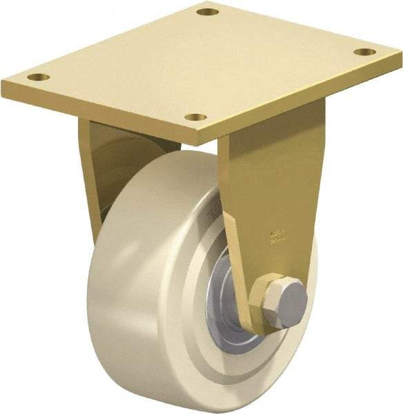 Blickle - 8" Diam x 3-9/64" Wide x 11-1/64" OAH Top Plate Mount Rigid Caster - Impact-Resistant Cast Nylon, 9,900 Lb Capacity, Ball Bearing, 10 x 7-7/8" Plate - Americas Industrial Supply