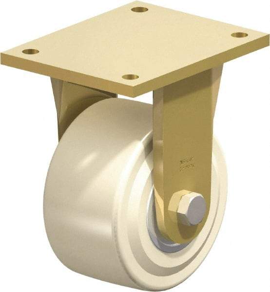 Blickle - 6" Diam x 3-9/64" Wide x 8-5/64" OAH Top Plate Mount Rigid Caster - Impact-Resistant Cast Nylon, 6,600 Lb Capacity, Ball Bearing, 6-7/8 x 5-1/2" Plate - Americas Industrial Supply