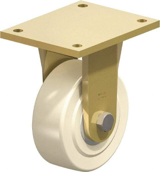 Blickle - 6" Diam x 2-5/32" Wide x 8-5/64" OAH Top Plate Mount Rigid Caster - Impact-Resistant Cast Nylon, 5,500 Lb Capacity, Ball Bearing, 6-7/8 x 5-1/2" Plate - Americas Industrial Supply