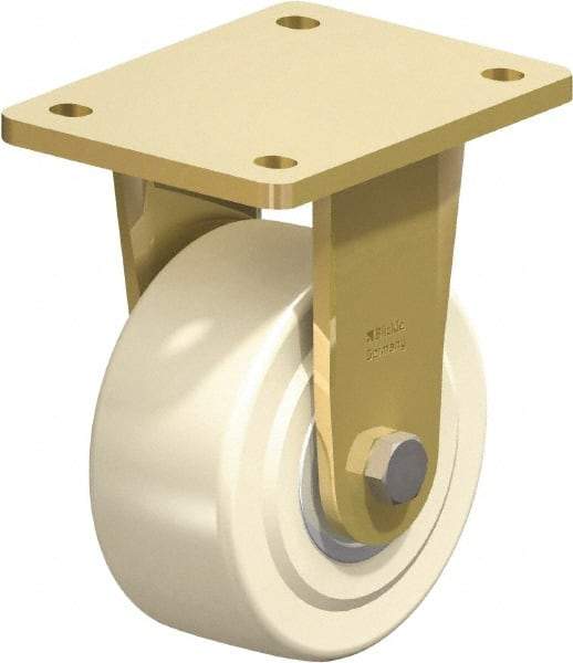 Blickle - 5" Diam x 2-5/32" Wide x 6-11/16" OAH Top Plate Mount Rigid Caster - Impact-Resistant Cast Nylon, 3,850 Lb Capacity, Ball Bearing, 5-1/2 x 4-3/8" Plate - Americas Industrial Supply