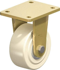 Blickle - 5" Diam x 2-5/32" Wide x 6-11/16" OAH Top Plate Mount Rigid Caster - Impact-Resistant Cast Nylon, 3,850 Lb Capacity, Ball Bearing, 5-1/2 x 4-3/8" Plate - Americas Industrial Supply