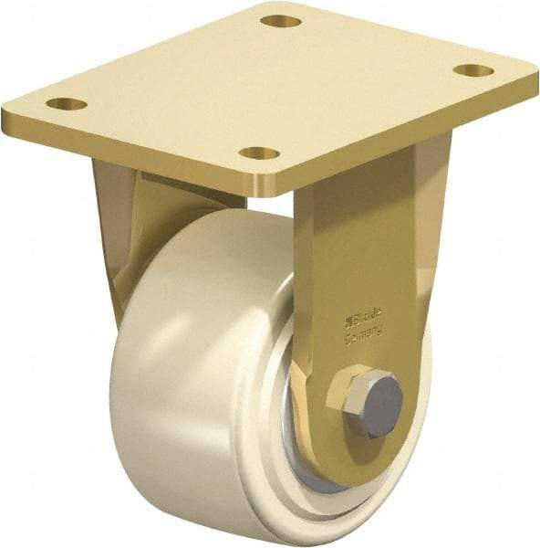 Blickle - 4" Diam x 2-5/32" Wide x 5-5/64" OAH Top Plate Mount Rigid Caster - Impact-Resistant Cast Nylon, 3,300 Lb Capacity, Ball Bearing, 5-1/2 x 4-3/8" Plate - Americas Industrial Supply