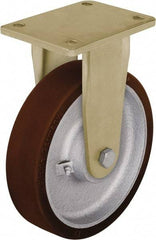 Blickle - 10" Diam x 2-23/64" Wide x 12" OAH Top Plate Mount Rigid Caster - Polyurethane-Elastomer Blickle Besthane, 3,300 Lb Capacity, Ball Bearing, 6-7/8 x 5-1/2" Plate - Americas Industrial Supply