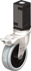 Blickle - 3" Diam x 63/64" Wide x 3-31/32" OAH Stem Mount Swivel Caster with Brake - Solid Rubber, 132 Lb Capacity, Plain Bore Bearing, Square Stem - Americas Industrial Supply