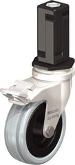 Blickle - 3" Diam x 63/64" Wide x 3-31/32" OAH Stem Mount Swivel Caster with Brake - Solid Rubber, 132 Lb Capacity, Plain Bore Bearing, Square Stem - Americas Industrial Supply