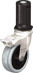 Blickle - 3" Diam x 63/64" Wide x 3-31/32" OAH Stem Mount Swivel Caster with Brake - Solid Rubber, 132 Lb Capacity, Plain Bore Bearing, Round Stem - Americas Industrial Supply