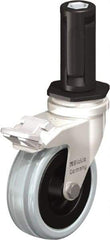 Blickle - 3" Diam x 63/64" Wide x 3-31/32" OAH Stem Mount Swivel Caster with Brake - Solid Rubber, 132 Lb Capacity, Plain Bore Bearing, Round Stem - Americas Industrial Supply