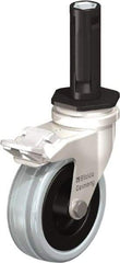 Blickle - 3" Diam x 63/64" Wide x 3-31/32" OAH Stem Mount Swivel Caster with Brake - Solid Rubber, 132 Lb Capacity, Plain Bore Bearing, Round Stem - Americas Industrial Supply