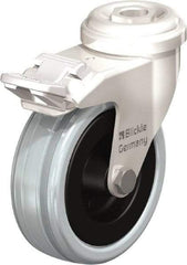 Blickle - 3" Diam x 63/64" Wide x 3-27/32" OAH Stem Mount Swivel Caster with Brake - Solid Rubber, 132 Lb Capacity, Plain Bore Bearing, Round Stem - Americas Industrial Supply