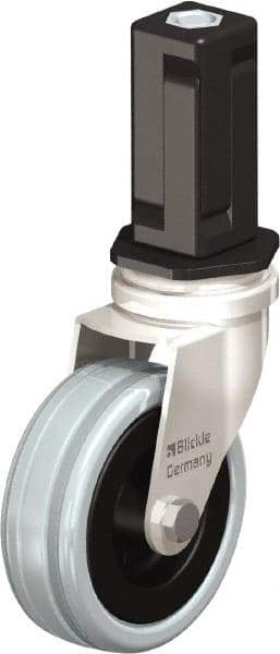 Blickle - 3" Diam x 63/64" Wide x 3-31/32" OAH Stem Mount Swivel Caster - Solid Rubber, 132 Lb Capacity, Plain Bore Bearing, Square Stem - Americas Industrial Supply